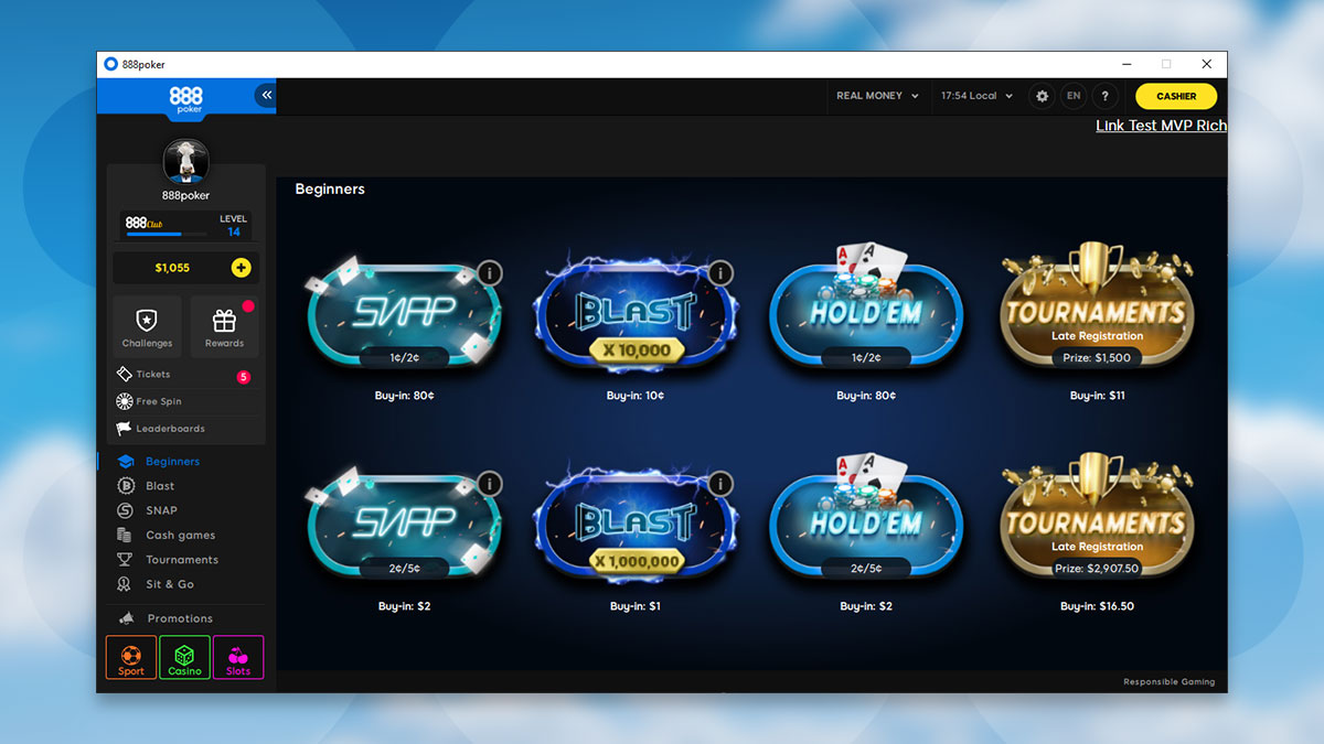 Играйте в онлайн-покер с компьютера на 888poker!